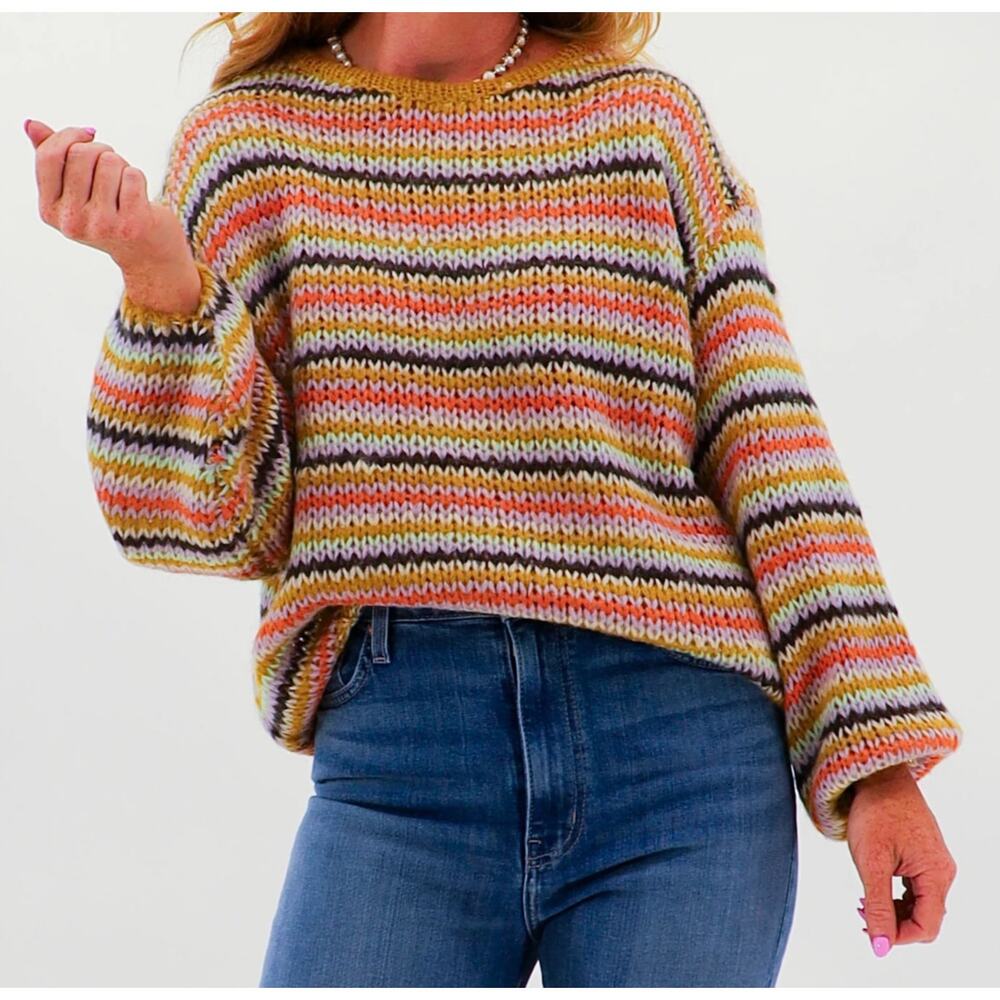 Pinch Anthropologie Louie's Striped Sweater Slouchy Chunky Size Small